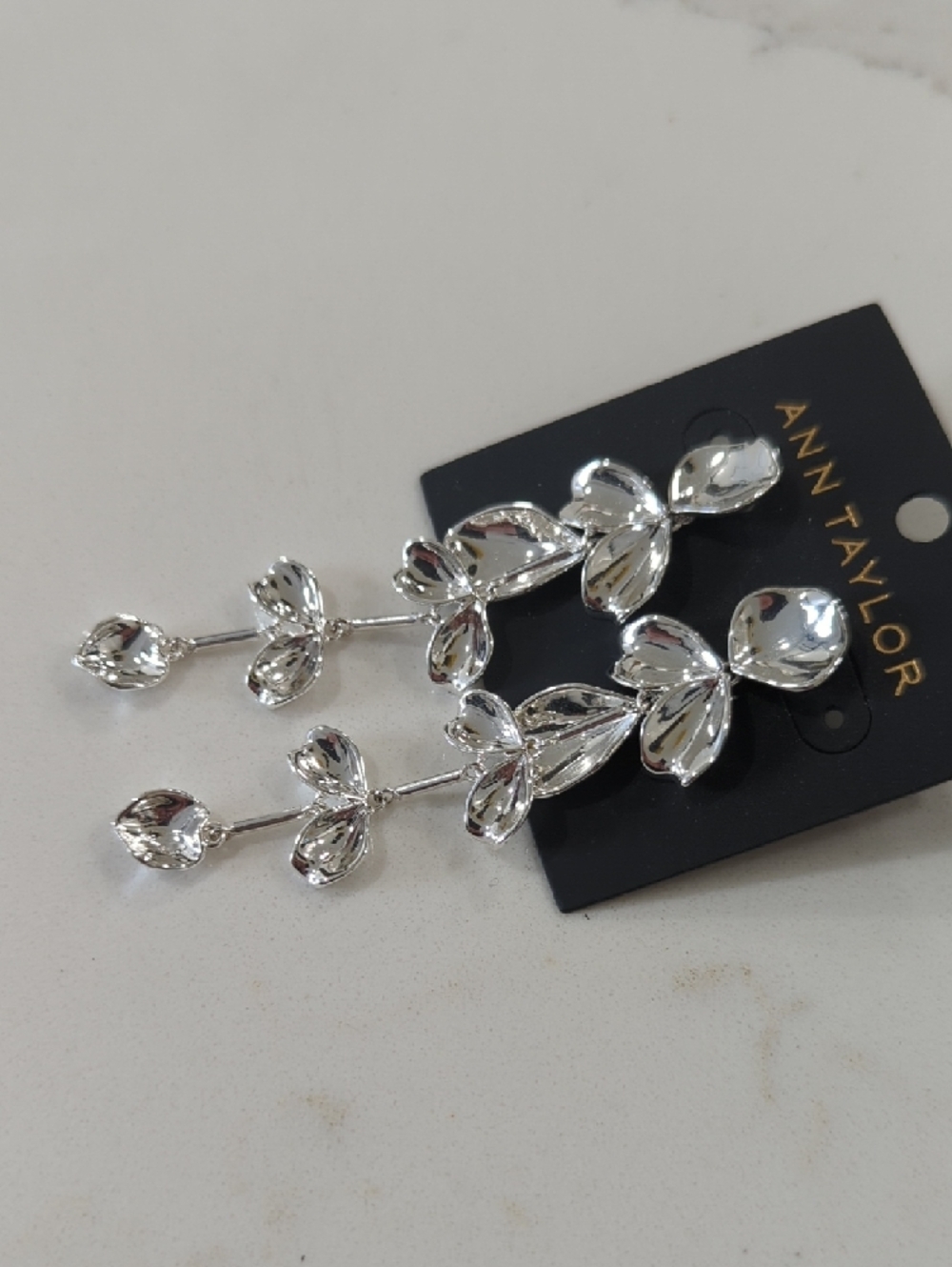Ann Taylor Silver Multi-Tier Floral Drop Earrings - Picture 5 of 8